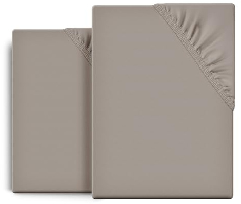 BEAUTEX 2er Set Spannbetttuch Bettlaken Baumwolle, Premium Jersey Stoff 160g/m², Größe und Farbe wählbar (2 Stück 100x200x30 cm, Steingrau)