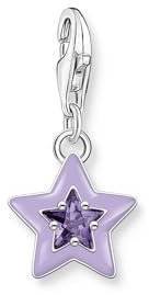 Thomas Sabo Charm Club Original Charm-Anhänger Stern mit violetten Steinen und Kaltemaille Recyceltes 925 Silber Kaltemail 2039-041-13