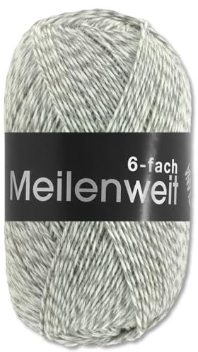 Frida's Wollhaus Lana Grossa 150 g Meilenweit 6-fach 150 Sockenwolle Stricken Garn 19 Farben (8501 | Weiß/Grau)