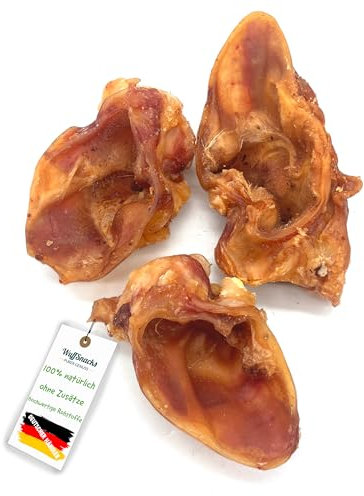 Orejeras de cerdo secas para perros, 2,5 kg, 100% cerdo, masticables, comida para perros, barf, golosinas de Wuffsnacks