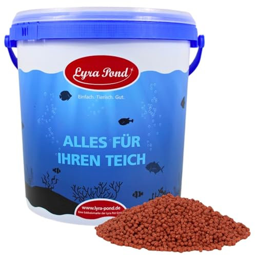 Lyra Pond® 10 L Pond Colour Astax Pellets im Eimer | Für Leuchtende Farben | Proteinreiches Fischfutter mit Astaxanthin | Leicht verdauliches Teichfutter | Artgerechte Zusammensetzung für Teichfische