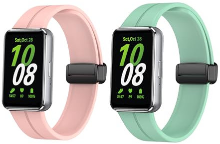 Correas de repuesto para Galaxy Fit 3, correas deportivas de silicona suave compatibles con Samsung Galaxy FIT 3 SM-R390, correa ajustable para reloj inteligente Galaxy FIT 3, mujeres y hombres (rosa