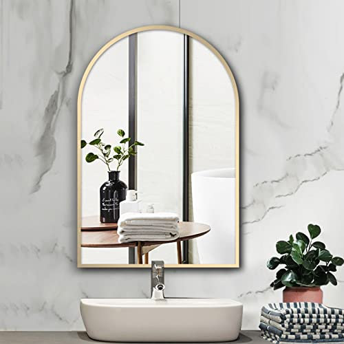 ZCFXIFGF Espejo de baño arqueado Grande, Espejo de Pared con Marco de Metal, Espejo Decorativo, Negro/Oro/Plata/Blanco, Espejo de Vidrio HD, cuelga Vertical, para baño, Dormitorio, Sala de Estar, ho