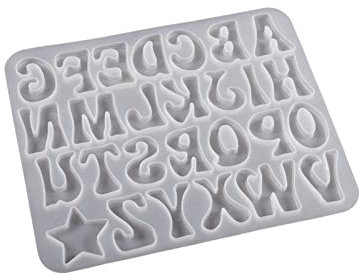 Molde de silicona con letras de la A a la Z y números, molde de resina epoxi para hacer joyas, accesorios, moldes de silicona para resina epoxi, letras rectangulares grandes, fundición de resina,