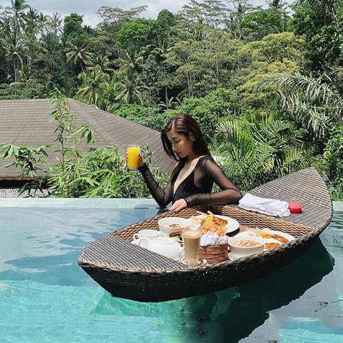 CAFIEDR Schwimmendes Tablett für Schwimmbäder, schwimmendes Tablett für Luxusschwimmen, Tisch und Bar, Schwimmbecken für Erwachsene für Sandbänke, Spas und Partys, erhältlich (rund, schwar