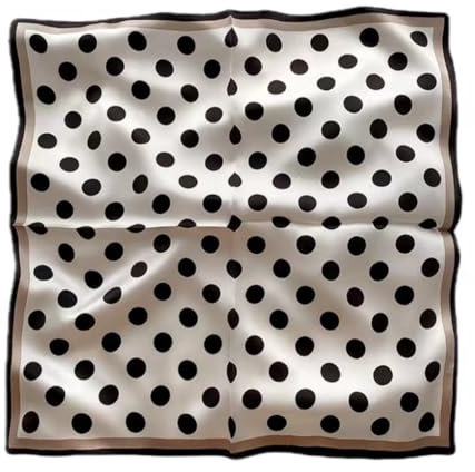GIMIRO Schal aus imitierter Seide [53 x 53cm] Quadratische Schals Impressionismus-Muster Vintage-Schal für Büroarbeit oder lässigen Bund (52#White/Black Big Polka Dot)