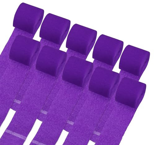 QUARKZMAN Rollos de Papel Crepé 10 Rollos 328 Pies Rollos de Papel Crepé Morado Oscuro Decoraciones para Fiestas de Cumpleaños (1.4 pulgadas x 32.8 pies por rollo)