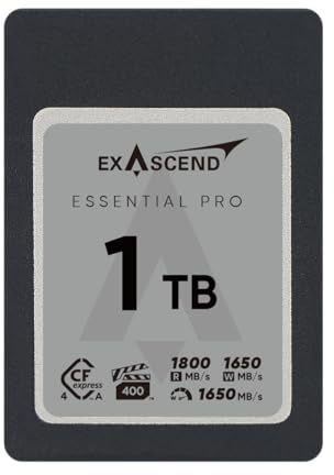 Exascend Essential Pro 1 TB CFExpress 4.0 Typ A Speicherkarte 1650 MB/s Schreiben 1800 MB/s Lesen VPG400 bietet 8K Ultra HD Video CF-Karte nachhaltiges Schreiben 850 MB/s kompatibel mit Sony Alpha &