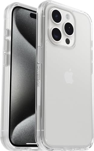 OtterBox Symmetry Clear Series Protective Case for iPhone 15 Pro, Transparent, Ultra Thin, Compatible with Wireless Charging, Raised Bezels Protect Camera and Screen, No Retail Packaging