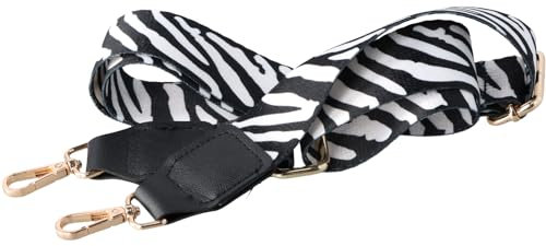 Shengxi Taschengurt Verstellbar Schultergurt, 3.8cm Breit Schulterriemen Tragegurt Schulterriemen mit Karabiner für Schultertaschen Taschen Handtaschen DIY Zubehör 75-145cm (Schwarz und Weiß)