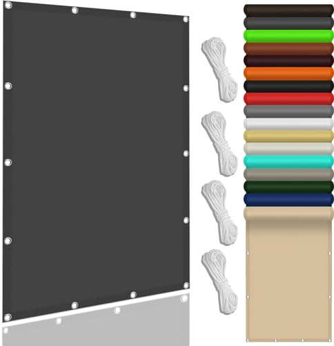 Segeltuch mit Ösen im Viele Größe Und Farben 160 x 180 cm,(Nach Mass) Markisenstoff 98% Uv Schutz Wasserabweisend, Schattiernetz Sonnensegel Sonnensegel Garten,Für Terrasse Garten, Dunkelgrau