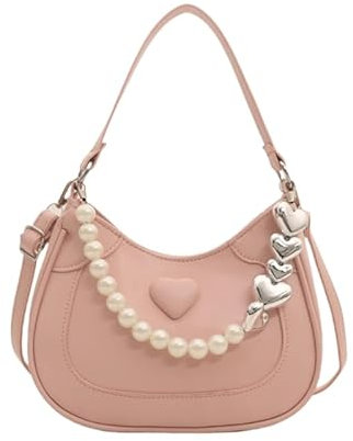 Damen Tasche im koreanischen Stil Umhängetasche PU Leder Umhängetasche Messenger Bag Einkaufstasche Perlen Handtasche Mode Achseltasche