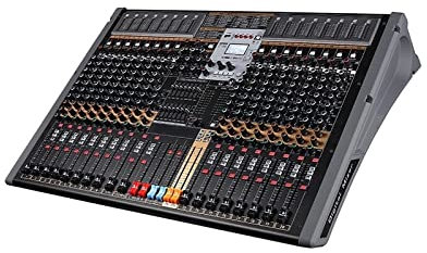 YQVEOT Audio Mixer, DJ Controller Sound Mixer, Series Mixer 16-channel Stage DJ Mixer With Sound Card Four Group Output Mixer, Ideal for Home Party and Karaoke