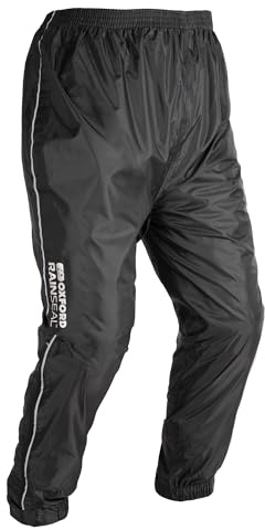Oxford Rainseal Thermal Waterproof Over Pant | Motorcycle Rainwear Bike Wet Weather Gear, Black