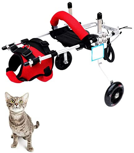 XLDZ Verstellbarer Haustier-Rollstuhl mit 2 Rädern für kleine Hunde, Katzen, Kaninchen, für behinderte Haustiere und Rehabilitation (Motley-S)