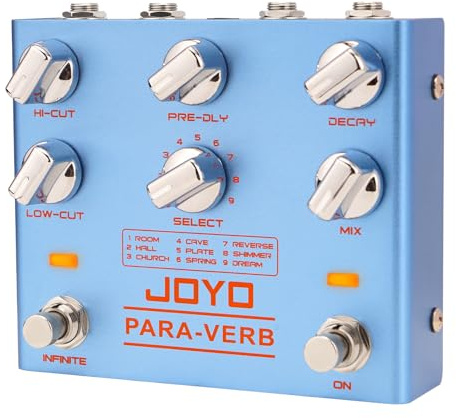 JOYO Reverb Pedal Digitales Stereo-Gitarrenpedal mit 9 Reverb-Effekten, Infinite- und Trail-Funktionen für E-Gitarre – True Bypass (PARA-VERB R-31)