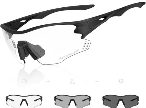 X-TIGER Photochromatische Selbsttönend Fahrradbrille Herren Damen UV400 Schutz Sportbrille Transprante Sonnenbrille Mtb Outdoorsport