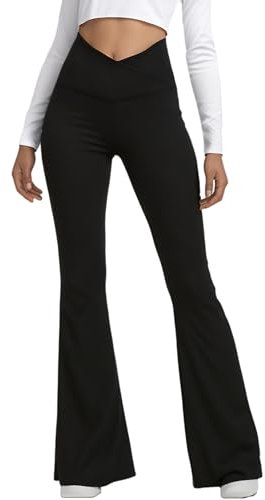 Merlvida Flared Leggings Damen High Waist Schlaghose Yoga Hose Bootcut Sportleggings Stretch Weite Sporthose Bauchkontrolle Jogginghose Jazzpants Elegant