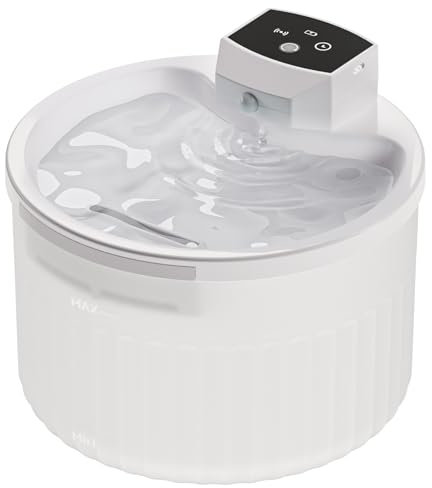 Katzenbrunnen Kabellos 3.2 L Trinkbrunnen für Katze Kabellos mit Bewegungsmelder Katzen Trinkbrunnen Katzentrinkbrunnen 4000mAh Hochwertige Filtration Wasserspender Katzen Weiß