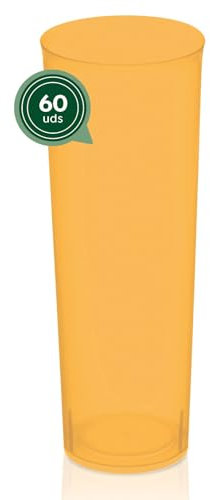 Maxi Products Lot de 60 gobelets en plastique réutilisables Orange 300 cc
