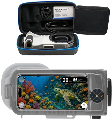 OCEANIC+ iPhone Waterproof Case for Snorkeling & Diving, Turn Your iPhone into a Waterproof Scuba Camera & Computer, Depth to 196ft &100h Run Time, Compatible w/iPhones Running iOS 26 up to16 Pro Max