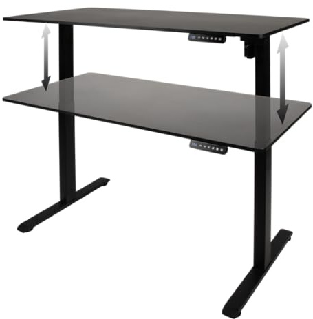 Konix Bureau Gaming Elevate Assis-Debout 120 x 60 x 73-118 cm en Forme de T - 3 hauteurs réglables - Structure Table métal - Noir