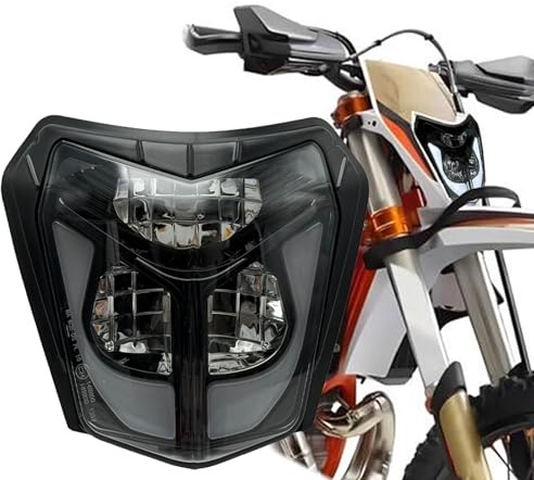 bamotoop LED Scheinwerfer Mit Fern und Abblendlicht Sowie Tagfahrlicht für KTM EXC XCW 250 350 450 2014-2023 SMC-R 690 2019-2023 (Schwarzweiß-B)