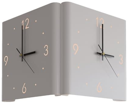 NONDK Square Wall Clock Folded Corner Wall Hanging Clock Chic Arc Silent Clock with Light for Living Room Home Decoration-A Easy Install Easy to Use