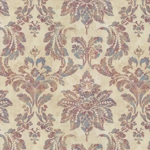 PROLEMIX Vintage Damask Peel and Stick Wallpaper, Self-Adhesive Vinyl, Beige Waterproof, 44 x 300 cm, for Bedroom and Bathroom