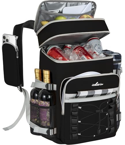 Sac à Dos Isotherme à Double Compartiment – Grande Capacité 28L Pour Glacière Souple, Imperméable Avec Isolation Thermique Améliorée, Idéal Pour Les Pique-Niques et le Camping