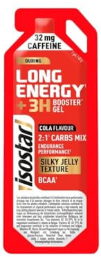 ISOSTAR – Gel Long Energy +3H – Saveur Cola – Gel Énergétique Sport avec Glucides, BCAA & Caféine – Running, Vélo & Trail – 40 g