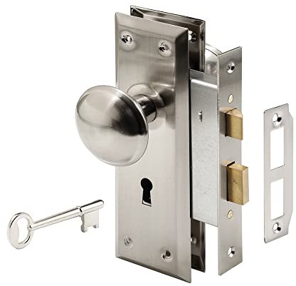 Prime-Line Products E 2330 Keyed Mortise Lock Set, Satin Nickel Finish