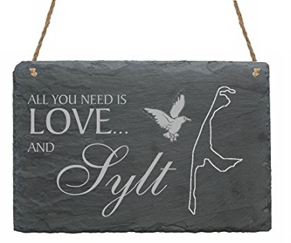 Schiefertafel Schild graviert Love & Insel SYLT - Türschild Dekoschild 22x16cm