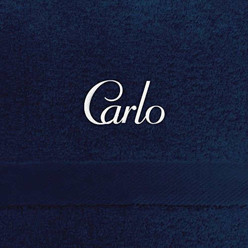 digital print Handtuch mit Namen Carlo Bestickt, 50x100 cm, dunkelblau, extra Flauschige 550 g/qm Baumwolle (100%), Badetuch mit Namen besticken, Duschtuch mit Bestickung