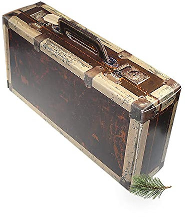 25x Karton mit Holzoptik Vintage-Koffer – 25x kleine Holzkoffer aus Pappe als Geschenkkorb zum Geburtstag oder zu einer Reise – Präsentkorb für zwei Weinflaschen oder als Spielkoffer für Kinder