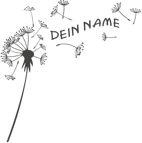 CLICKANDPRINT Aufkleber » Pusteblume mit Name, 30x29,7cm, Anthrazit Metallic • Dekoaufkleber/Autoaufkleber/Sticker/Decal/Vinyl