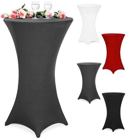 Deuba Copritavolo Stretch per Tavoli Alti Rotondi Lavabile 30°C Piedi Rinforzati Tanti Colori e Misure Ø 60 cm Antracite