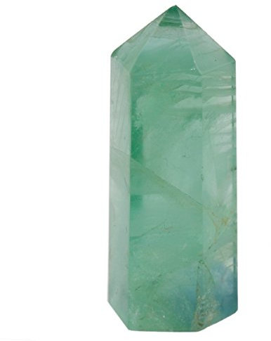 mookaitedecor Healing Crystals Point Wand Tumbled Faceted Prism Reiki Stone Meditation Decor,Natural Green Fluorite
