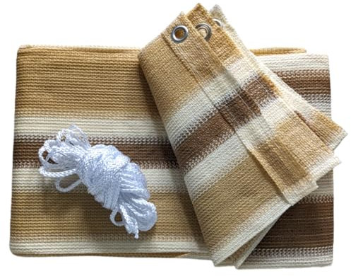 Masgard Balkon Sichtschutz Balkonbespannung Balkonverkleidung Verschiedene Abmessungen (0,9 m x 6,00 m, Creme - Beige - Braun gestreift)