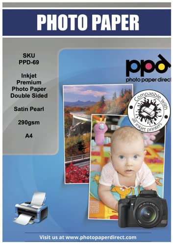 PPD 50xA4 Inkjet Premium Plus Fotopapier Satin 290g Beidseitig Bedruckbar Wasserfest PPD-69-50