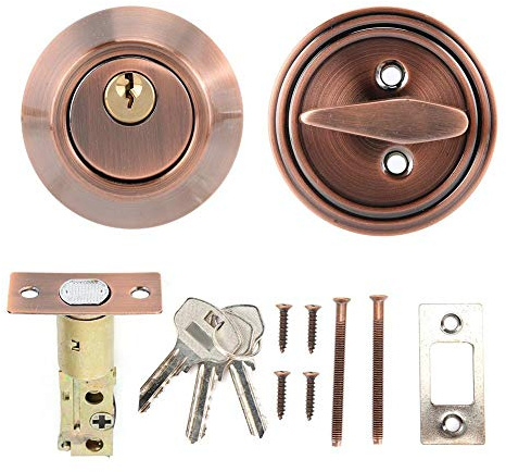 Cerradura de Puerta de Seguridad, Cerraduras de Puerta Antirrobo de Acero Inoxidable de Un Solo Cilindro para Puertas, Hogar, Uso de Oficina(Bronce)