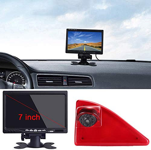 Rückfahrkamera Transporter + 7 Zoll TFT LCD Bildschirm Auto Monitor, Bremsleuchte Auto Dach Rückfahrkamera Set Ersatz für Opel Vauxhall Movano ab 2010/Renault Master ab 2010/Nissan NV400 ab 2010