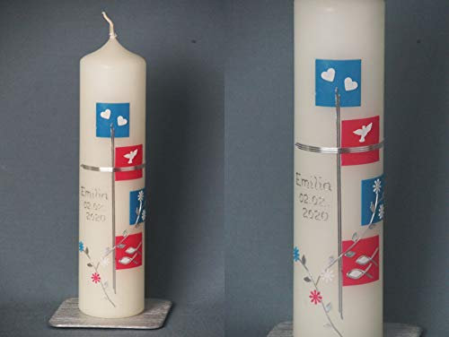 Taufkerze/Kommunionkerze 25 x 6 cm, inklusive Beschriftung ! R-141