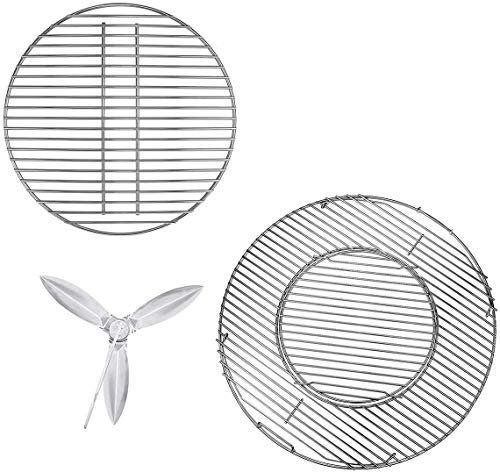 Denmay Grille de Cuisson, Grille de Charbon de Bois et kit de Nettoyage pour Le Gril à Charbon de Bois Weber 57CM