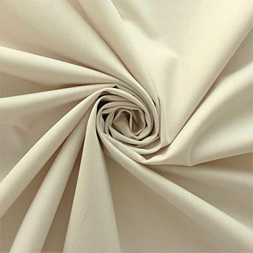 STOFFKONTOR 100% Bio Organic Baumwolle Popeline Stoff - GOTS zertifizert, Öko-Tex - Meterware, beige - zum Nähen von Bekleidung, Vorhängen, Bettwäsche, Dekorationen uvm.