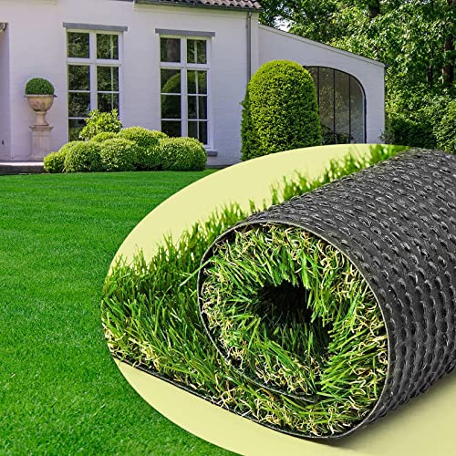AYOHA Artificial Turf 4' x 6' Realistic Synthetic Grass, 1.38 Pile Height, Fake Lawn, Landscape for Pets Area, Play Ground, Pool Area, Backyard, Patio, Balcony, Drainage Holes, Custom Size