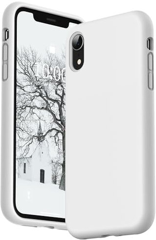 SURPHY Cover per iPhone XR, in silicone liquido con morbido microfibra, cuscino fodera protettiva antiurto antiurto custodia per iPhone XR 6,1 pollici (bianco)