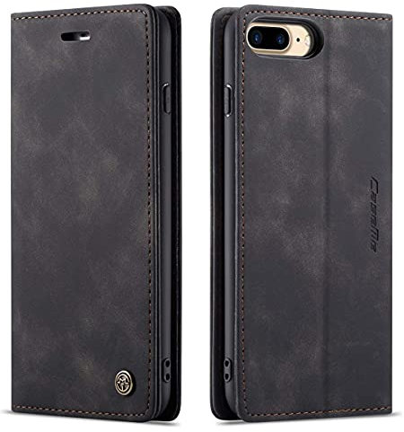 mvced Funda Compatible con iPhone 6 Plus 5.5,Funda Móvil Funda Libro con Tapa Magnética Carcasa,Negro