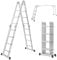 Mehrzweckleiter – klappbar, Aluminium, bis 150 kg, 4 Stufen, (4x4 Sprossen) – Multifunktionsleiter, Vielzweckleiter, Gelenkleiter, Universalleiter, Stehleiter, Aluleiter, Klappleiter