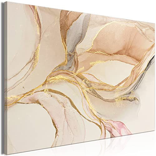murando - Tableau décoratif abstrait 120x80 cm - Impression sur toile colorée - Décoration murale pour salon et chambre - Hellowinter marbre plantes fleurs abstraction a-C-0193-b-a